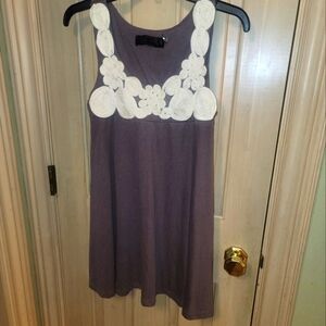 Misses sz L Alexis & Ashley Beige Flower Sleeveless Shirt Baby Doll Y2k Whimsy